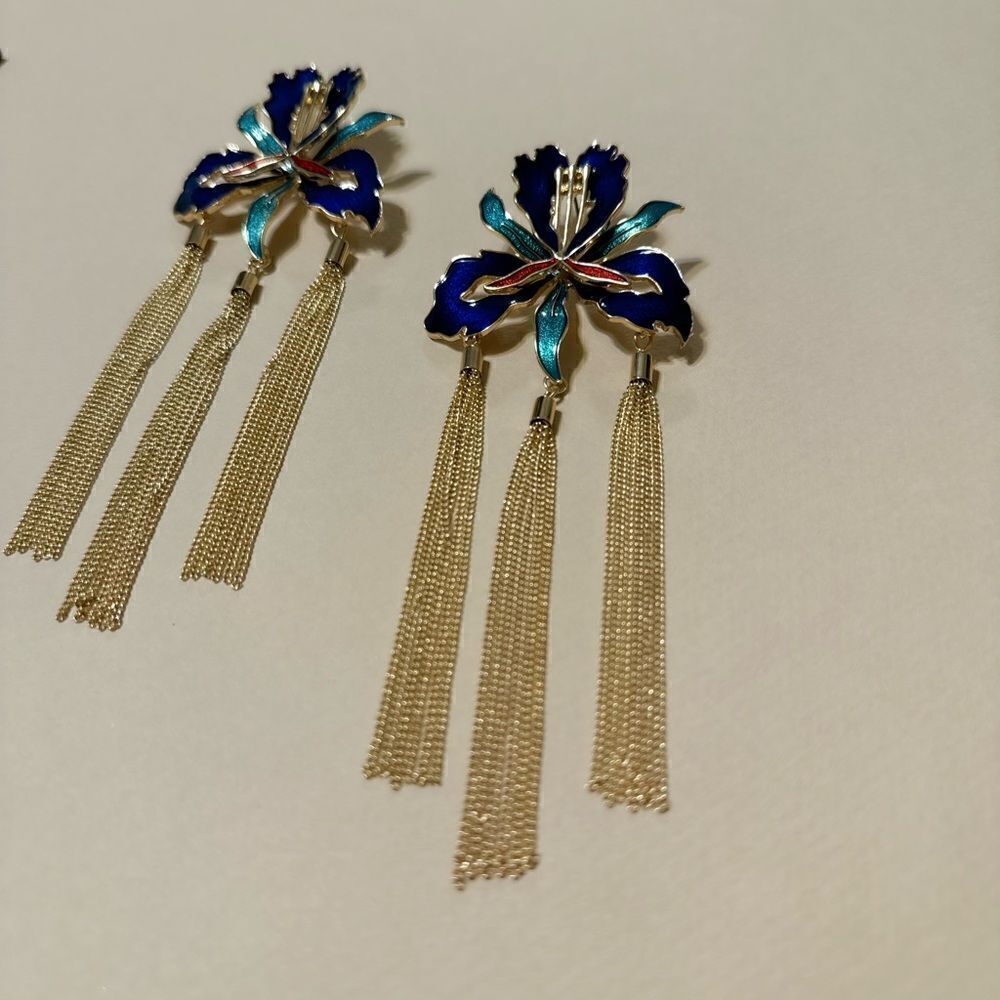 Flower drop earrings N602 - Picture 3 of 5